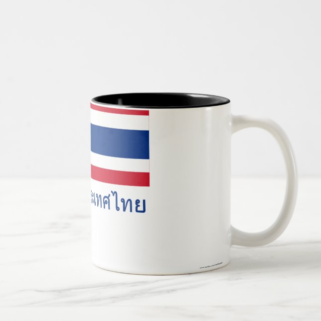 Taza Bicolor Bandera de Tailandia con nombre en tailandés (Derecha)