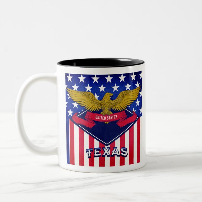 Taza Bicolor Bandera de Texas USA (Izquierda)