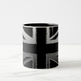 Taza Bicolor Bandera de Union Jack del gris negro y de plata