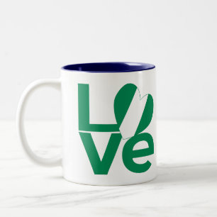 Taza Bicolor Bandera del corazón de AMOR verde nigeriano