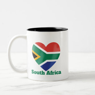 Taza Bicolor Bandera del Corazón de Sudáfrica