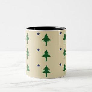 Taza Bicolor Bandera del estado de Maine de 1901 con árbol de p