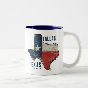 Taza Bicolor Bandera del mapa del estado de Dallas Texas