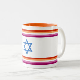 Taza Bicolor Bandera del Orgullo Lesbiano Israelí