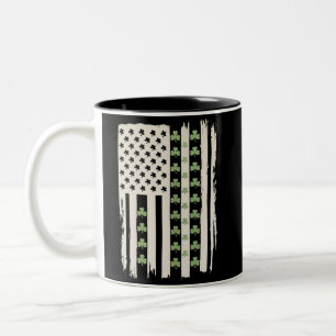 Taza Bicolor Bandera estadounidense con tréboles para St Patric