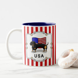 Taza Bicolor Bandera estadounidense de los Estados Unidos Dachs