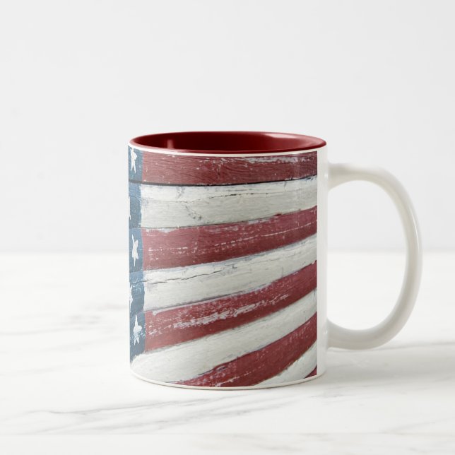 Taza Bicolor Bandera estadounidense de madera (Derecha)