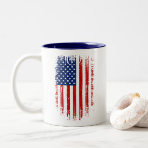 Taza Bicolor Bandera Estadounidense Grunge Vintage