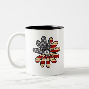 Taza Bicolor Bandera estadounidense por la paz del poder de las