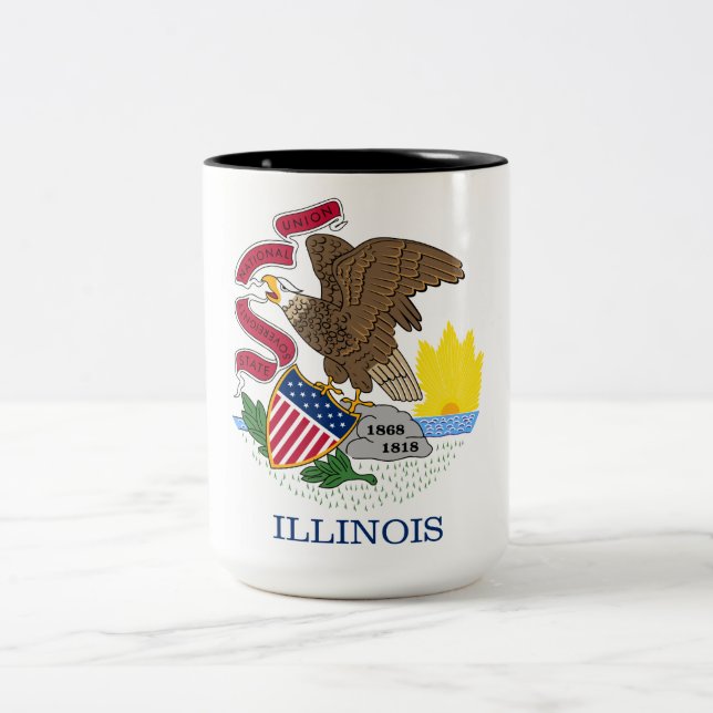 Taza Bicolor Bandera Estatal de Illinois (Centro)