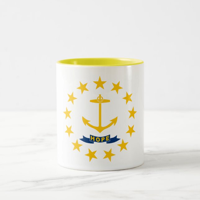 Taza Bicolor Bandera estatal de Rhode Island (Centro)