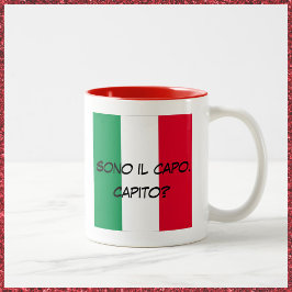 Taza Bicolor Bandera italiana linda Soy el jefe en italiano
