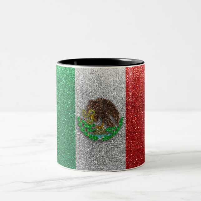 Taza Bicolor Bandera mexicana Ministerio de Hacienda Purpurina  (Centro)