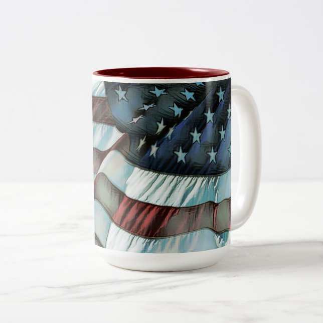 Taza Bicolor Bandera Patriótica Americana (Anverso derecho)
