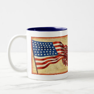 Taza Bicolor Bandera Patriótica Americana Vintage Bebida Mug