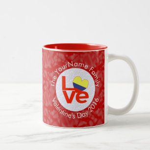 Taza Bicolor Bandera Roja Colombiana de AMOR Personalizada 