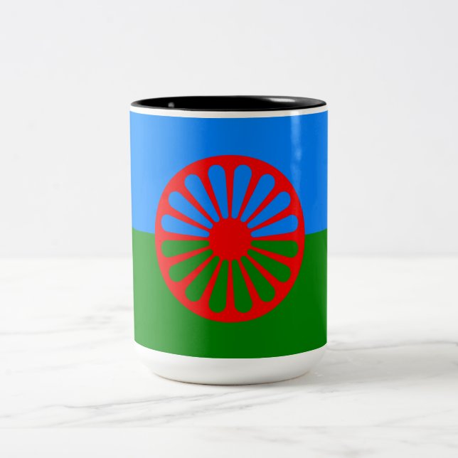 Taza Bicolor Bandera romaní (Centro)
