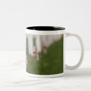 Taza Bicolor Banderas americanas en las tumbas de veteranos