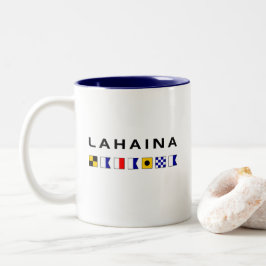 Taza Bicolor Banderas de señalización marítima náutica de Lahai