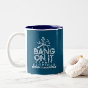 Taza Bicolor Bang On It Repare Services White Gfx Verde azulada