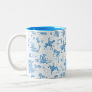 Taza Bicolor Baño Occidental de Caballo de Cactus del Desierto