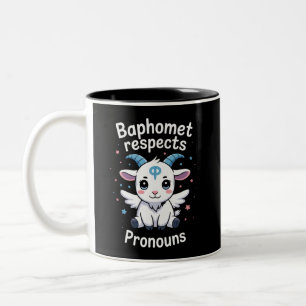Taza Bicolor Baphomet transgénero respeta el orgullo trans