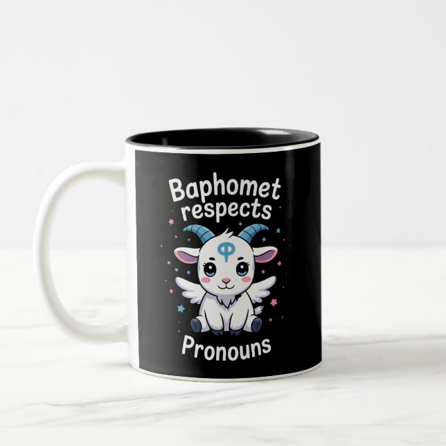 Taza Bicolor Baphomet transgénero respeta el orgullo trans (Izquierda)