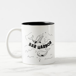 Taza Bicolor Bar Harbor Maine Ballenas