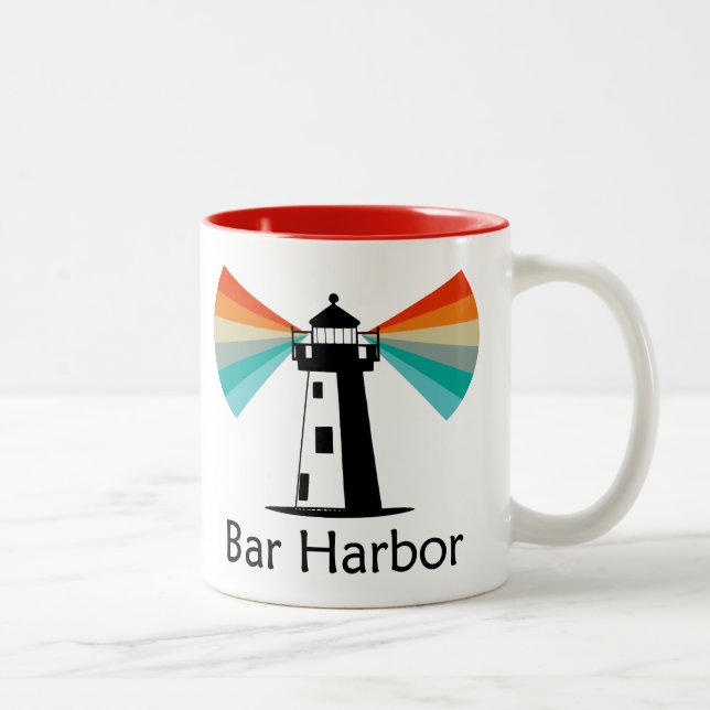 Taza Bicolor Bar Harbor Maine Lighthouse Rainbow (Derecha)