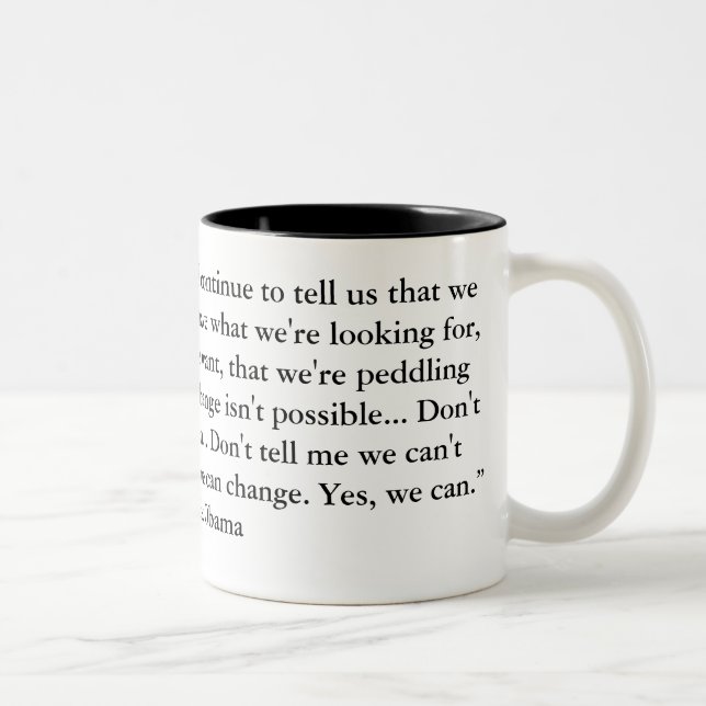Taza Bicolor Barack Obama - Discurso "Sí podemos" #2 (Derecha)