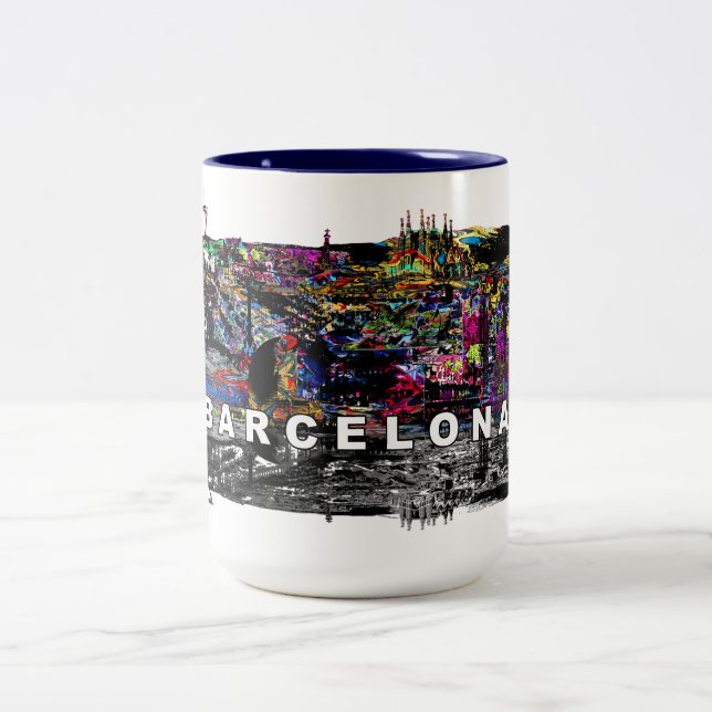 Taza Bicolor Barcelona en graffiti (Centro)