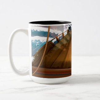 Taza Bicolor Barco de tormenta en el océano Atlántico