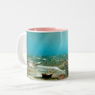 Taza Bicolor Barco en una botella