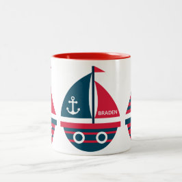 Taza Bicolor Barcos de vela a rayas Mug personalizado