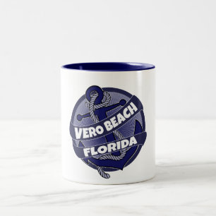 Taza Bicolor Barrido de café del ancla de Vero Beach Florida
