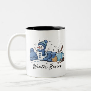Taza Bicolor Básicos de Invierno Muñeco de Nieve Navidad Tiempo
