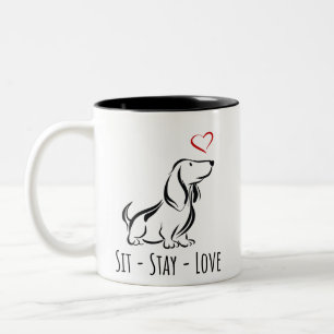 Taza Bicolor Basset Hound de Sit-Stay-Love