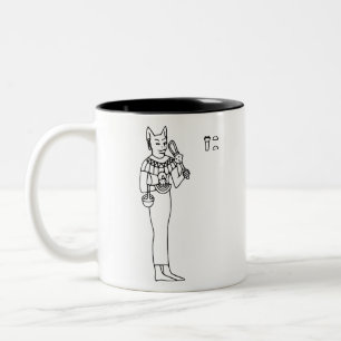 Taza Bicolor Bast Heiroglyph Egypt Cat Goddeset Bastet