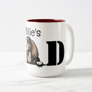Taza Bicolor Bastset Hound Personalizado Peeking Dad