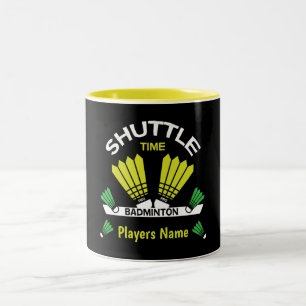 Taza Bicolor Battledledore Sports del jugador de bádminton