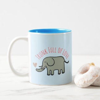 Taza Bicolor Baúl Lleno de Amor Elefante Doodle Adorable