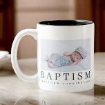Taza Bicolor Bautismo Moderno Minimalista elegante foto de Moda<br><div class="desc">El diseño se compone de tipografía divertida y lúdica con fuentes sans serif y serif. Añadir una foto personalizado.</div>