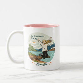 Taza Bicolor Be Awesome Today – Inspirational - Custom Name 