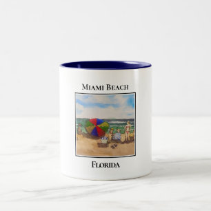 Taza Bicolor Beach Goers, Miami Beach Florida