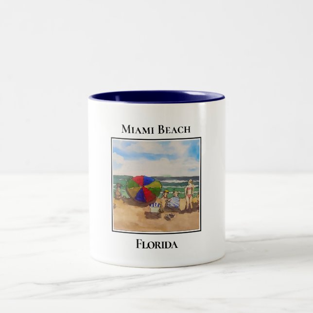 Taza Bicolor Beach Goers, Miami Beach Florida (Centro)