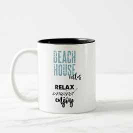 Taza Bicolor Beach House Rules Relájese y disfrute del café Mug