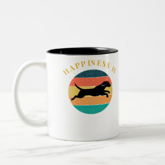 Taza Bicolor Beagle Dog Vintage Retro La Felicidad Es Para Homb