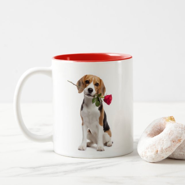 Taza Bicolor Beagle Love (Con donut)