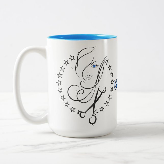 Taza Bicolor Beautician de pelo personalizado (Izquierda)