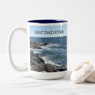 Taza Bicolor Beautiful Ocean Photo Best Dad Ever Seashore